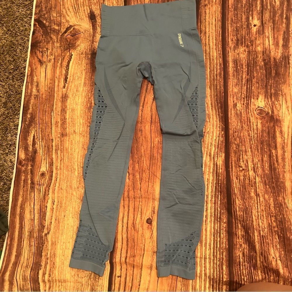 Gymshark Energy High Waist Seamless Blue Full Length Laser Cut Leggings Small